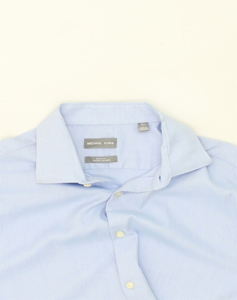 MICHAEL KORS Mens Slim Fit Shirt Size 161/2 Large Blue Cotton | Vintage Michael Kors | Thrift | Second-Hand Michael Kors | Used Clothing | Messina Hembry 