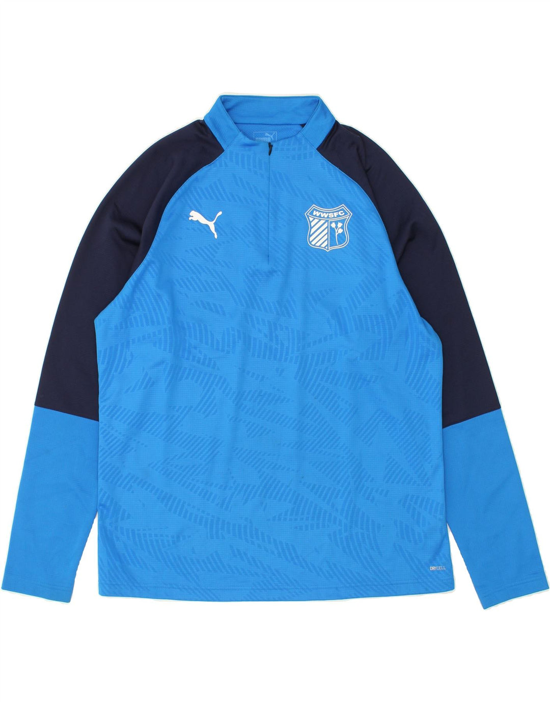 PUMA Mens Zip Neck Pullover Tracksuit Top XL Blue Colourblock Polyester Vintage Puma and Second-Hand Puma from Messina Hembry 