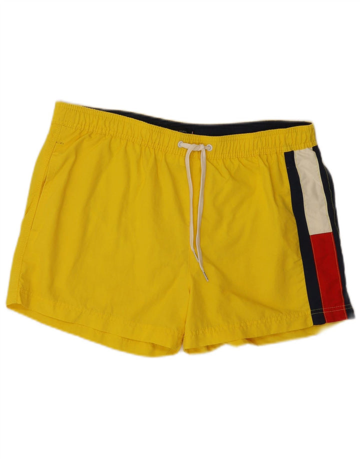TOMMY HILFIGER Mens Swimming Shorts Medium  Yellow Colourblock Polyamide