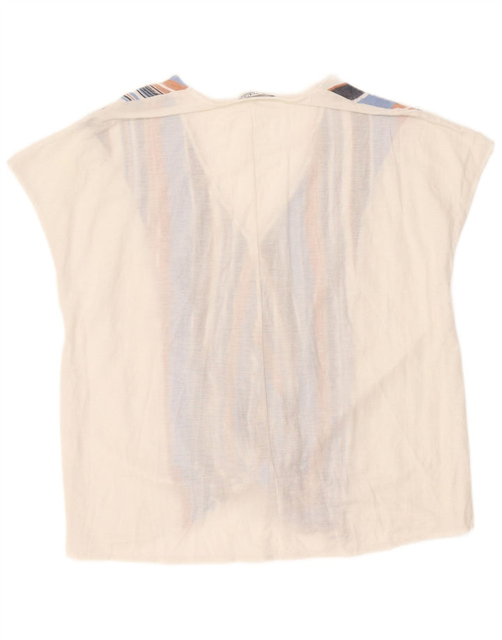 Zara Womens Front Tie Blouse Top UK 14 Medium White Striped