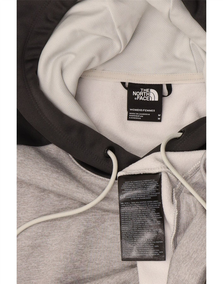 THE NORTH FACE Womens Crop Hoodie Jumper UK 12 Medium Grey Colourblock