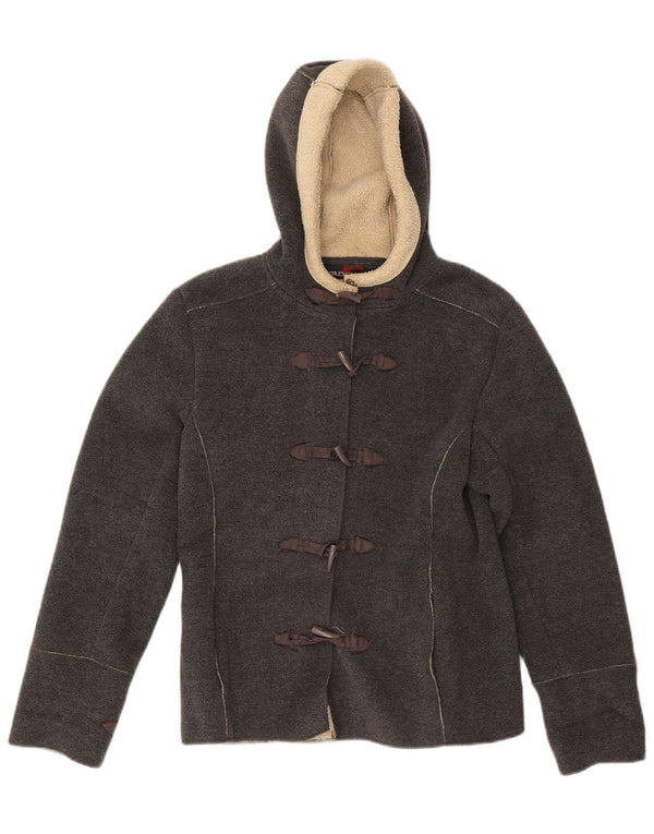 Vintage Womens Hooded Sherpa Fleece Jacket UK 8 Small Grey Polyester