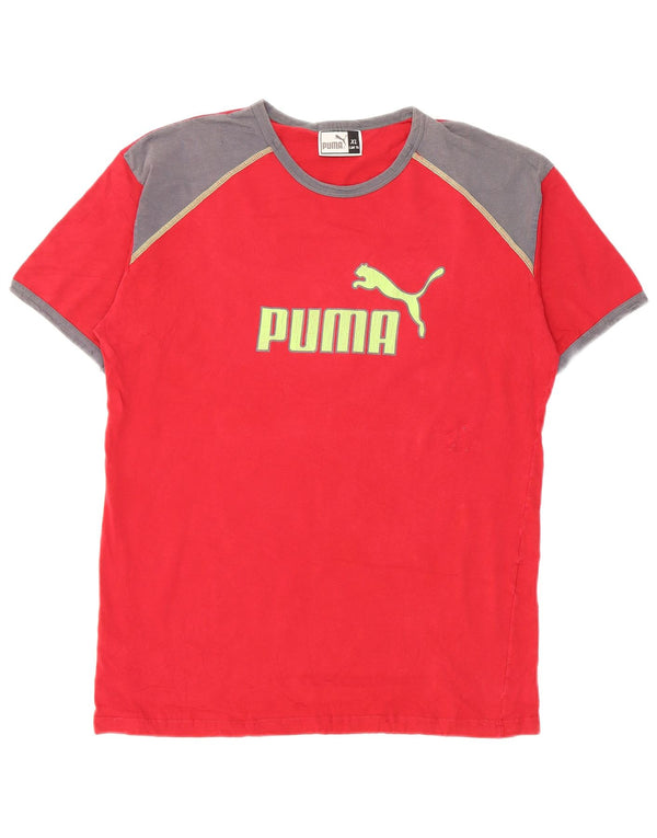 Puma Mens Graphic T-Shirt Top XL Red Colourblock Cotton
