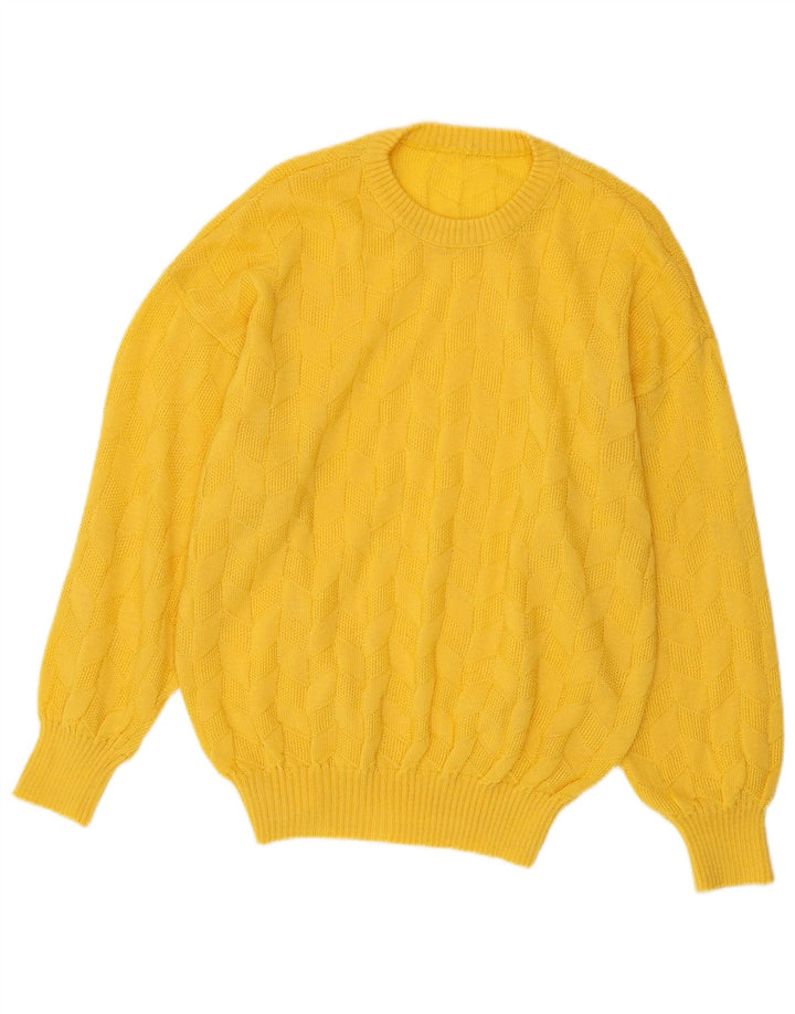 VINTAGE Womens Crew Neck Jumper Sweater UK 16 Large Yellow