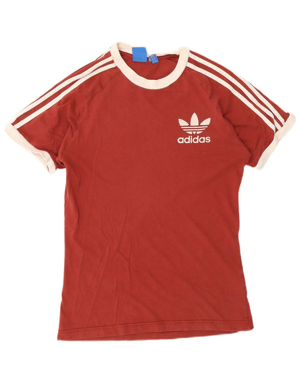 Adidas Mens Graphic T-Shirt Top Small Burgundy Cotton