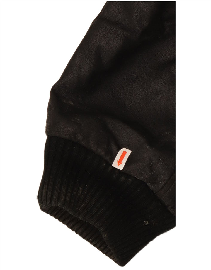 Vintage Mens Leather Jacket IT 56 3XL Black Leather