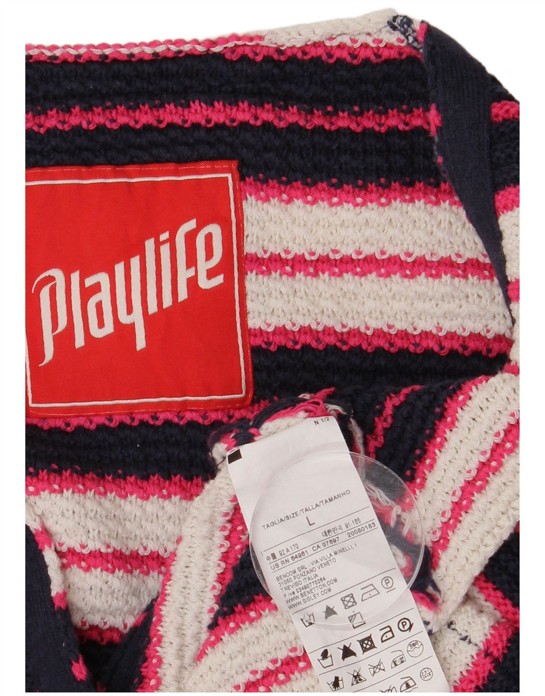 Playlife Womens Crop Graphic Cardigan Sweater UK 14 Large Multicoloured