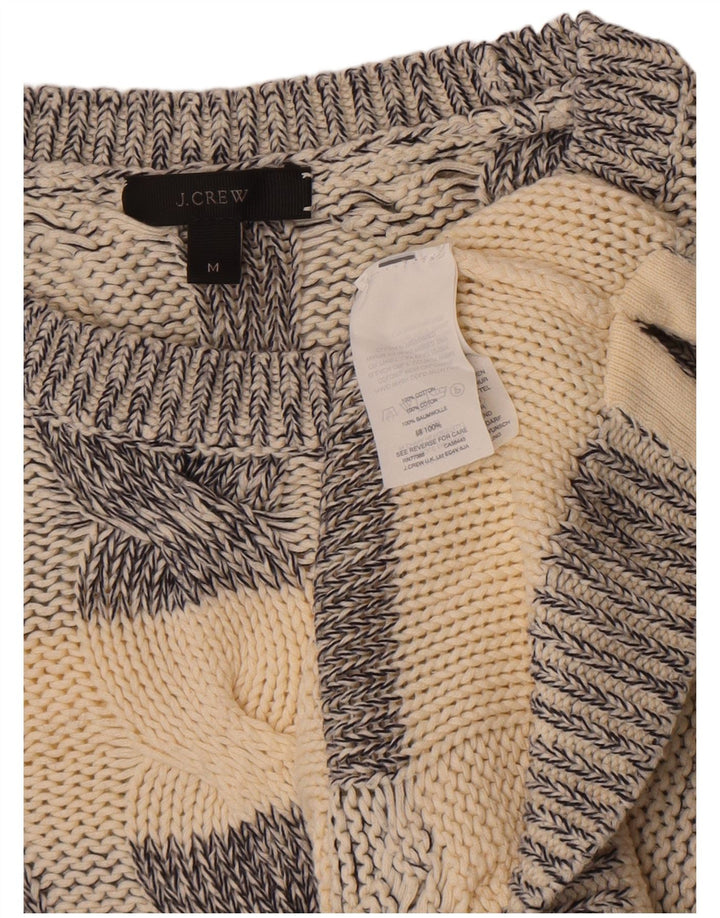 J. Crew Womens Crew Neck Jumper Sweater UK 14 Medium Grey Striped Cotton