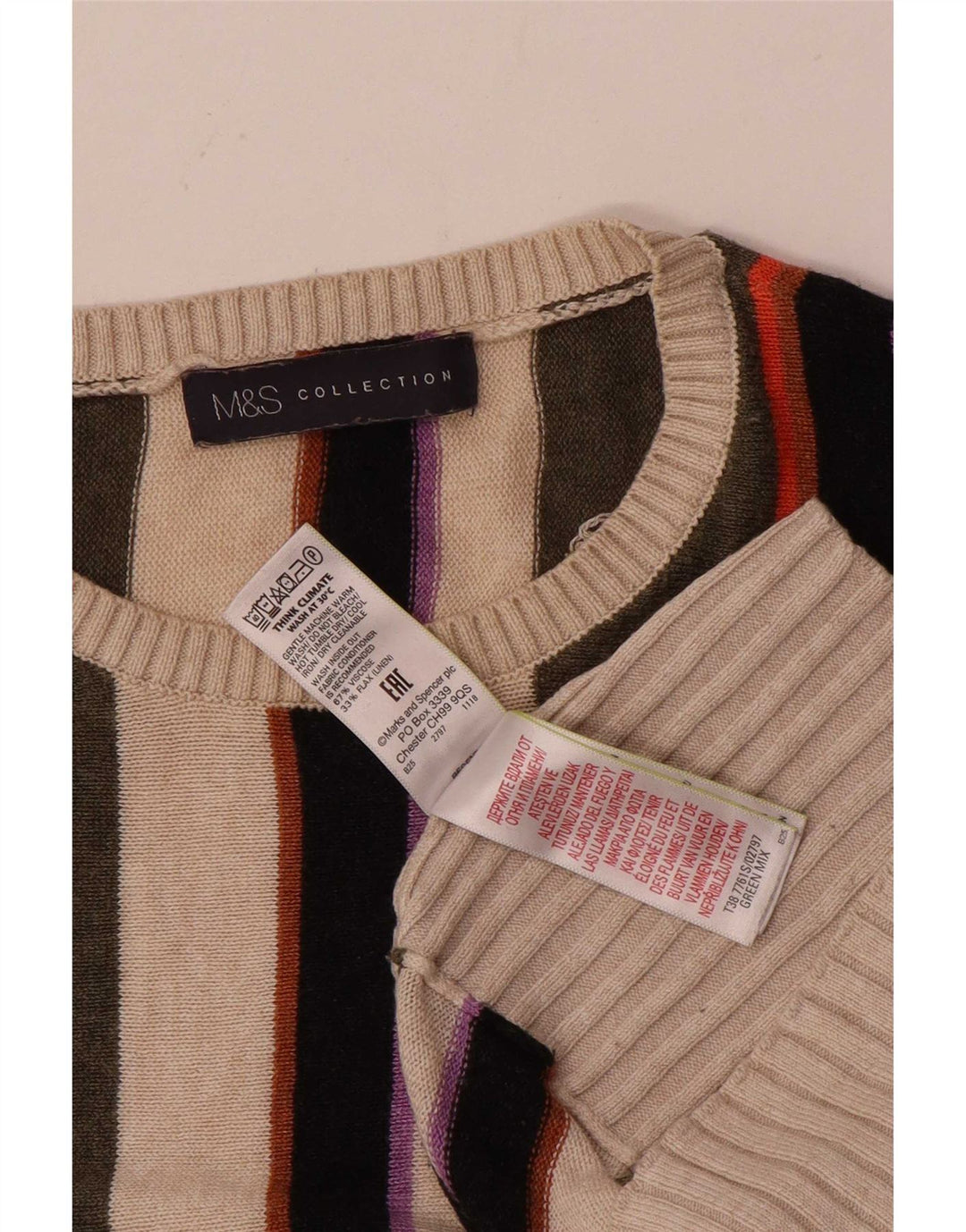 Marks & Spencer Womens Crew Neck Jumper Sweater UK 14 Medium Multicoloured