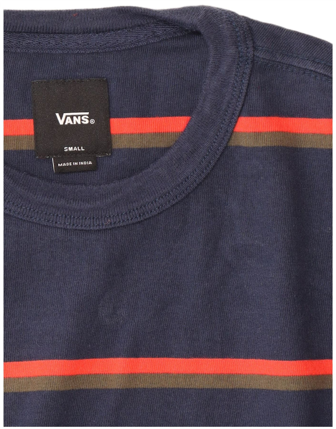 VANS Mens Top Long Sleeve Small Navy Blue Striped
