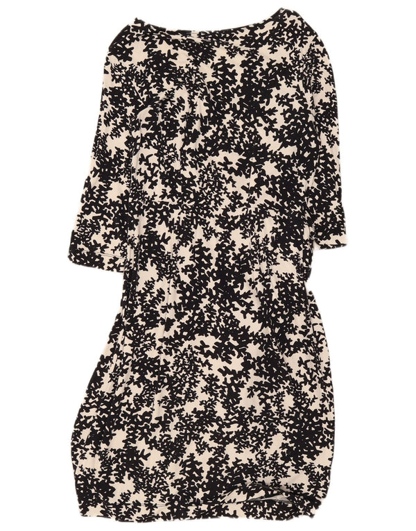 Hobbs Womens 3/4 Sleeve Basic Dress UK 10 Small Black Floral Viscose