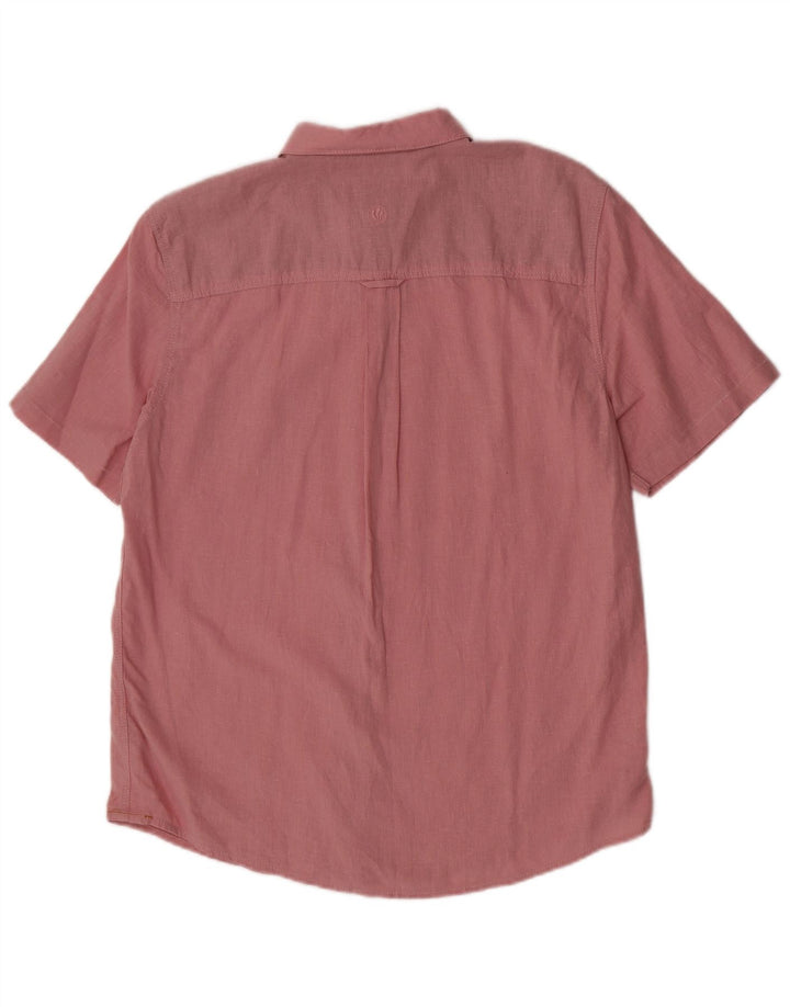 Fat Face Mens Short Sleeve Shirt Medium Pink Linen