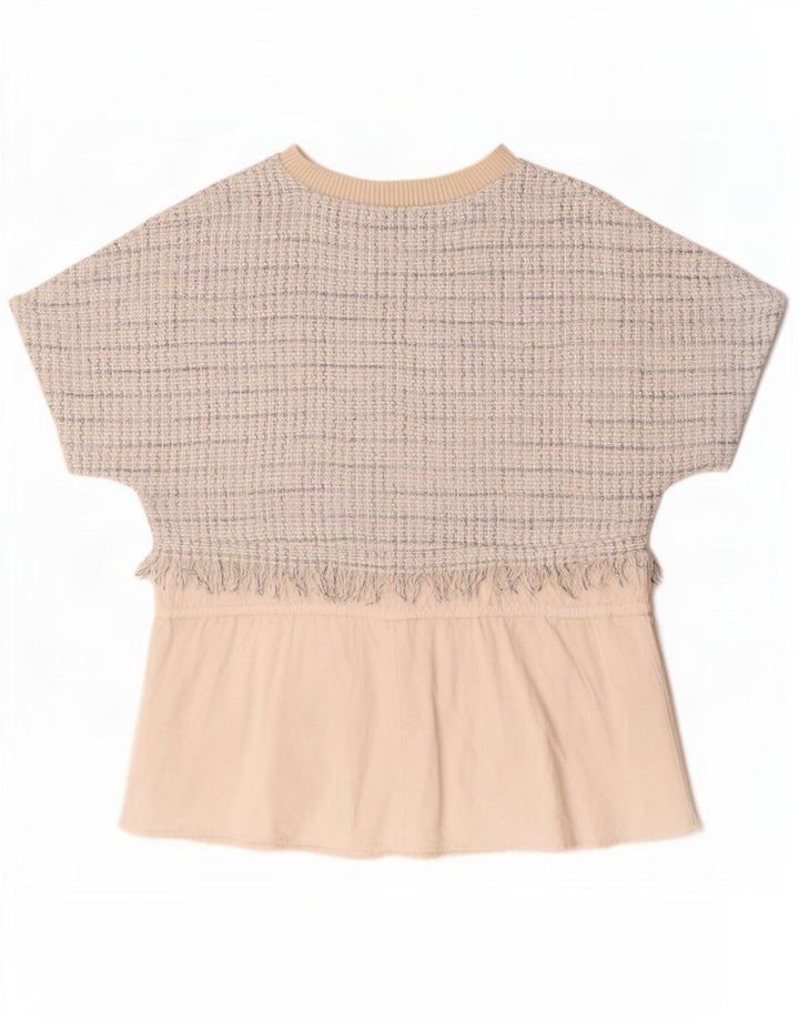 Zara Womens Blouse Top UK 14 Medium Off White Check