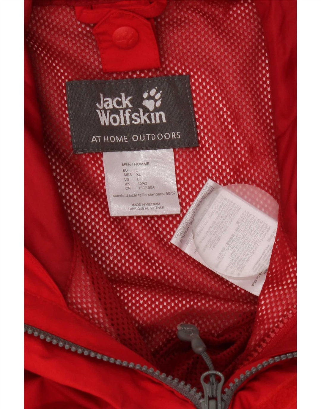 Jack Wolfskin Mens Hooded Rain Jacket UK 40/42 Large Red Nylon