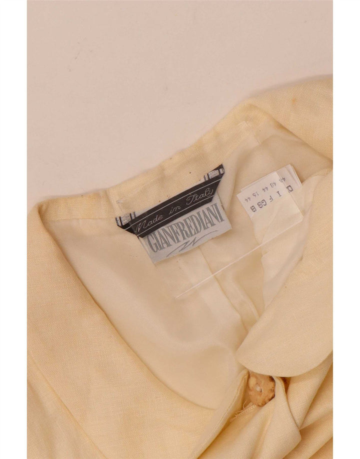 Gianfrediani Womens Short Sleeve 4 Button Blazer Jacket UK 16 Large Beige