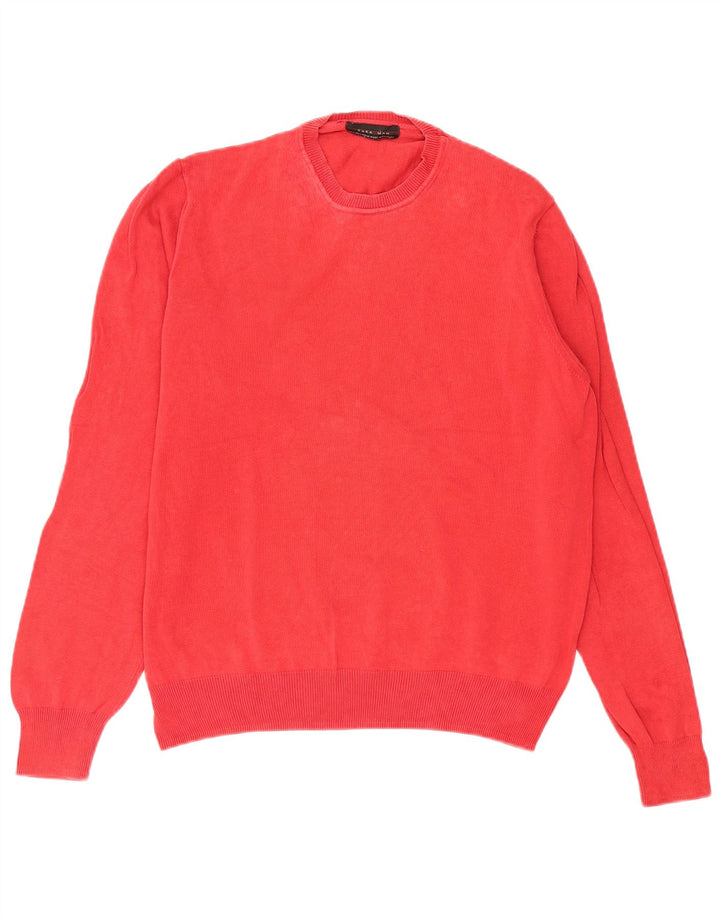 Zara Mens Crew Neck Jumper Sweater Large Red