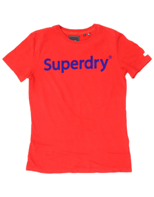 Superdry Womens Graphic T-Shirt Top UK 8 Small Red Cotton