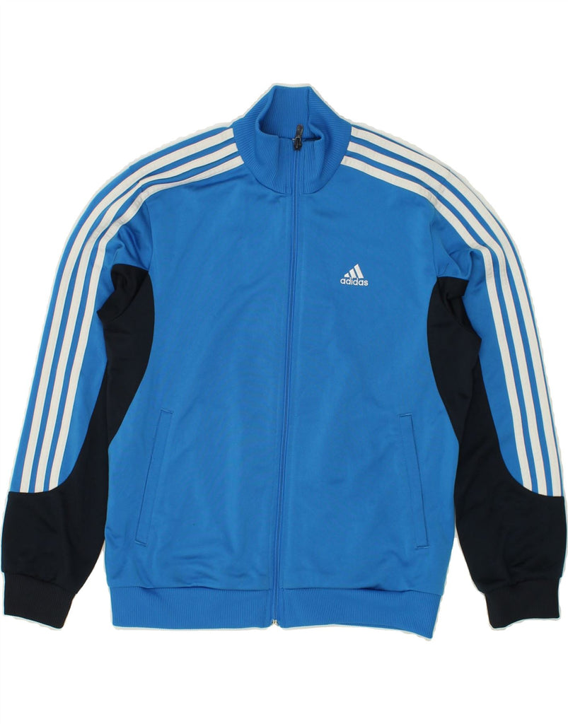 ADIDAS Boys Tracksuit Top Jacket 11-12 Years Blue Colourblock Polyester | Vintage Adidas | Thrift | Second-Hand Adidas | Used Clothing | Messina Hembry 