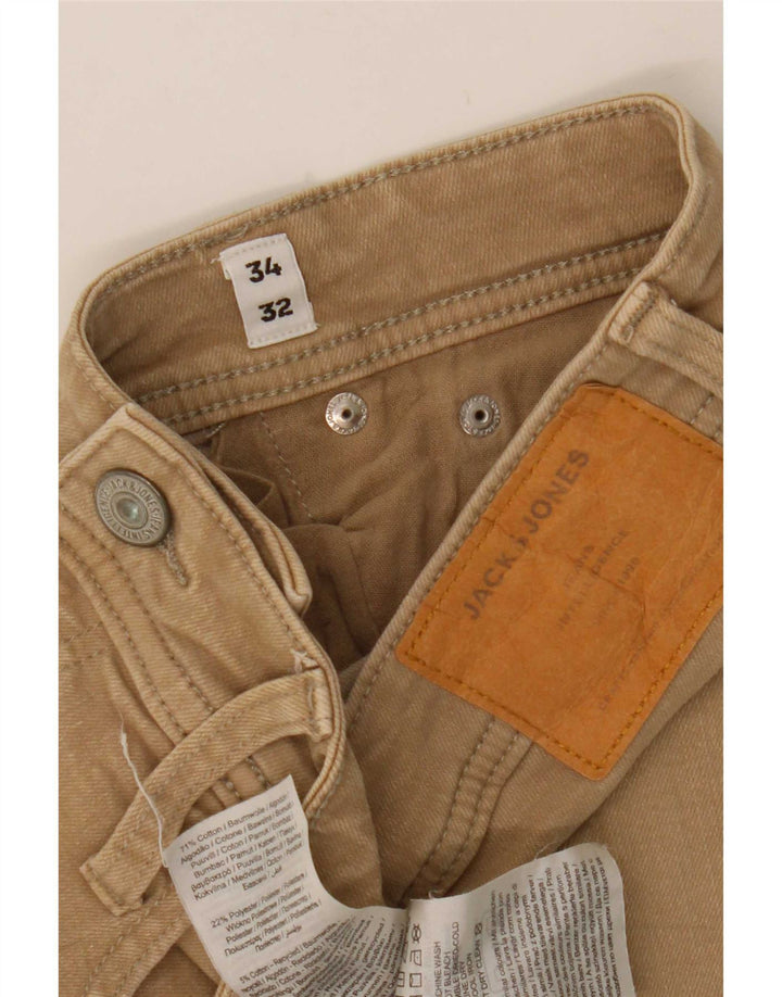Jack & Jones Mens Slim Jeans W34 L32 Beige Cotton
