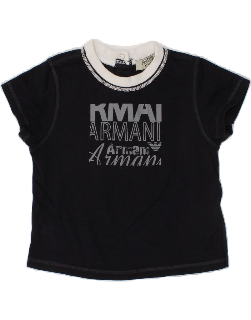 ARMANI BABY Baby Boys Graphic T-Shirt Top 3-6 Months Black Cotton Vintage Armani Baby and Second-Hand Armani Baby from Messina Hembry 