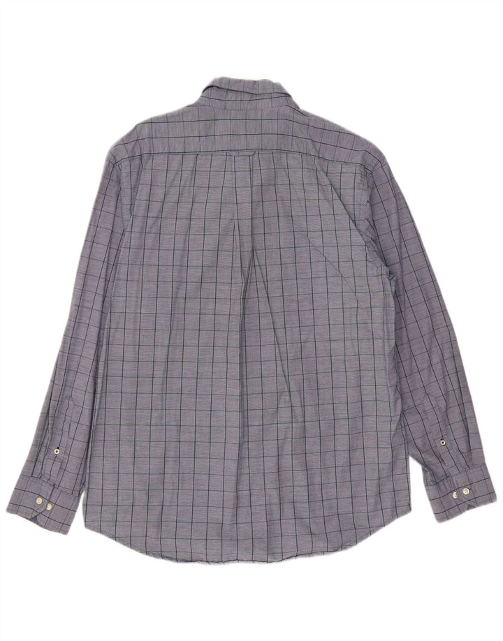Izod Mens Shirt Large Blue Check Cotton