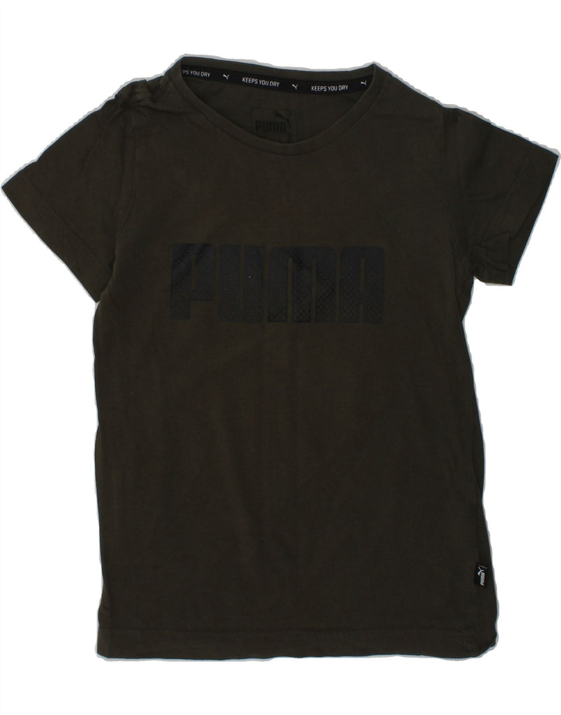 PUMA Boys Graphic T-Shirt Top 5-6 Years Khaki Cotton | Vintage Puma | Thrift | Second-Hand Puma | Used Clothing | Messina Hembry 