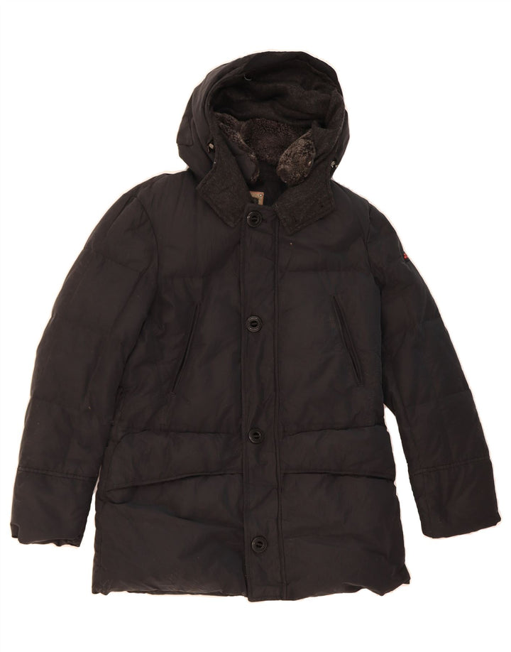 PEUTEREY Mens Hooded Padded Jacket UK 36 Small Black Cotton Vintage PEUTEREY and Second-Hand PEUTEREY from Messina Hembry 