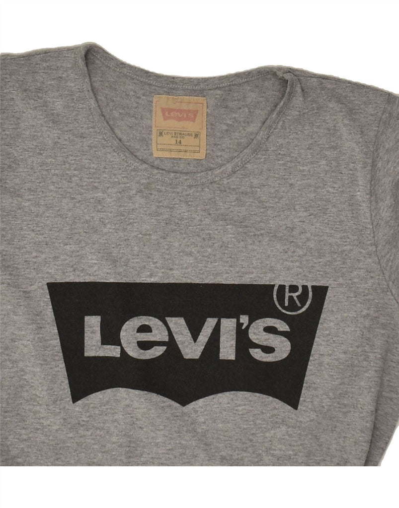 LEVI'S Girls Graphic T-Shirt Top 13-14 Years Grey Polyester | Vintage Levi's | Thrift | Second-Hand Levi's | Used Clothing | Messina Hembry 