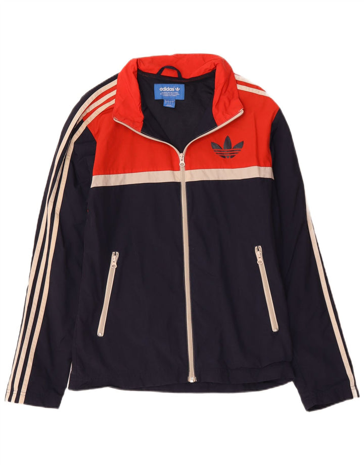 Adidas Mens Graphic Tracksuit Top Jacket Small Navy Blue Colourblock