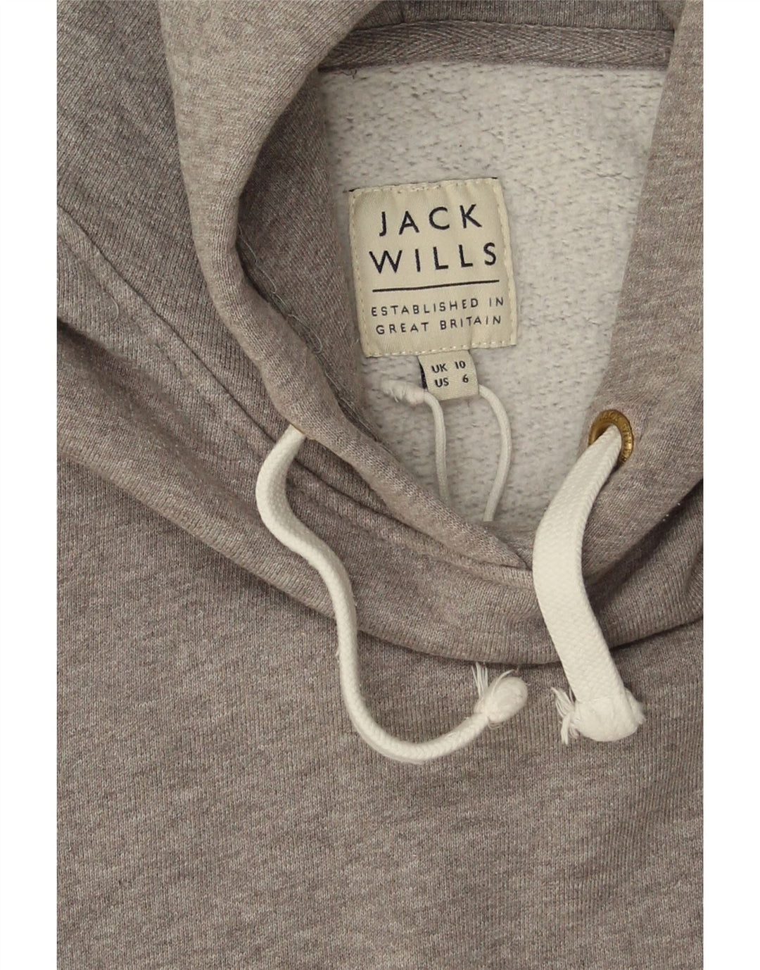 JACK WILLS Womens Salcombe Devon Graphic Hoodie Jumper UK 10 Small Grey Vintage Jack Wills and Second-Hand Jack Wills from Messina Hembry 