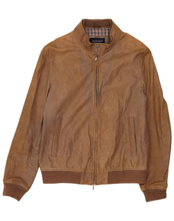 Jeckerson Mens Leather Jacket UK 42 XL Brown