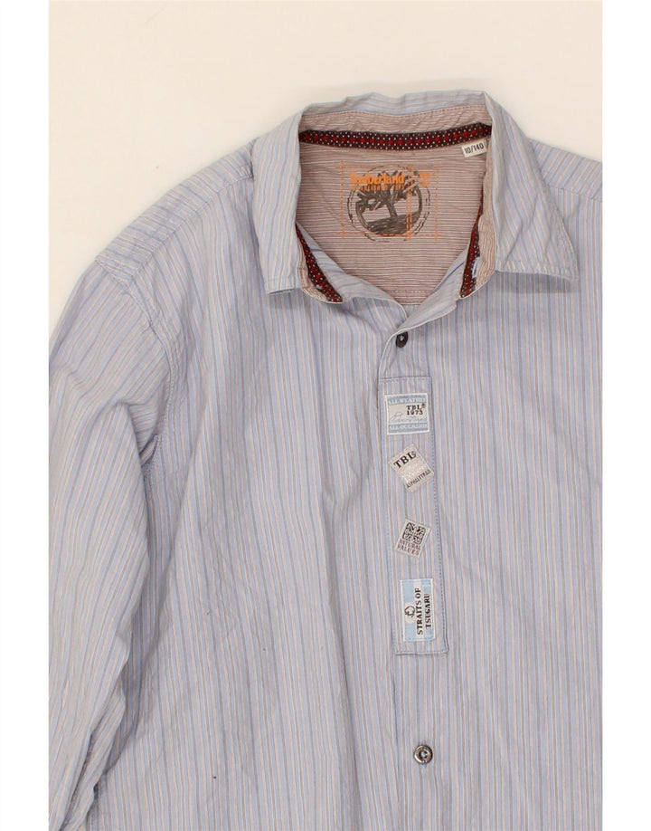 TIMBERLAND Boys Shirt 9-10 Years Blue Striped Cotton Vintage Timberland and Second-Hand Timberland from Messina Hembry 