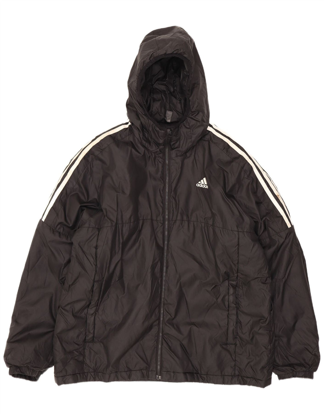 Adidas Mens Hooded Padded Jacket UK 42 XL Black Polyester