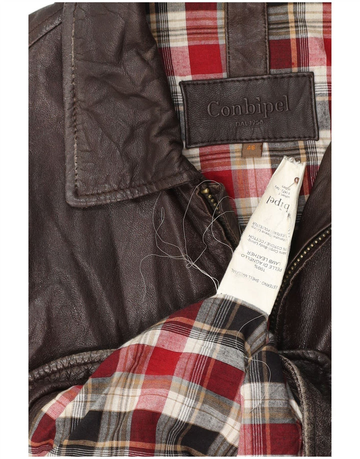 CONBIPEL Mens Leather Jacket IT 46 Small Brown Leather