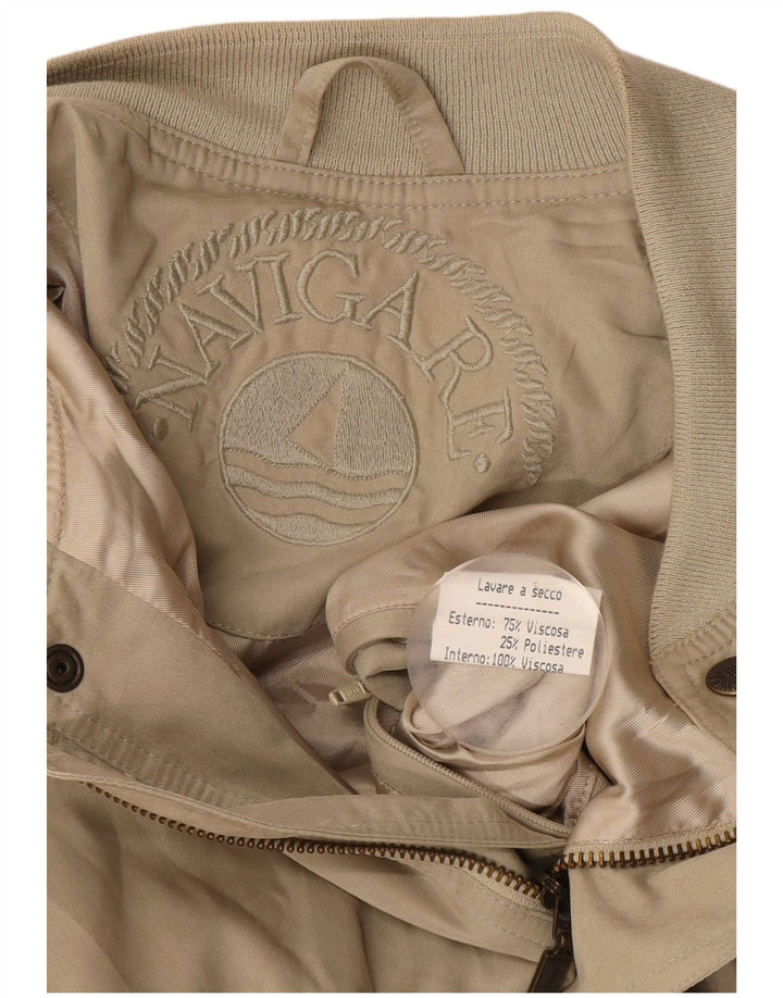 Navigare Mens Bomber Jacket UK 42 XL Beige Viscose