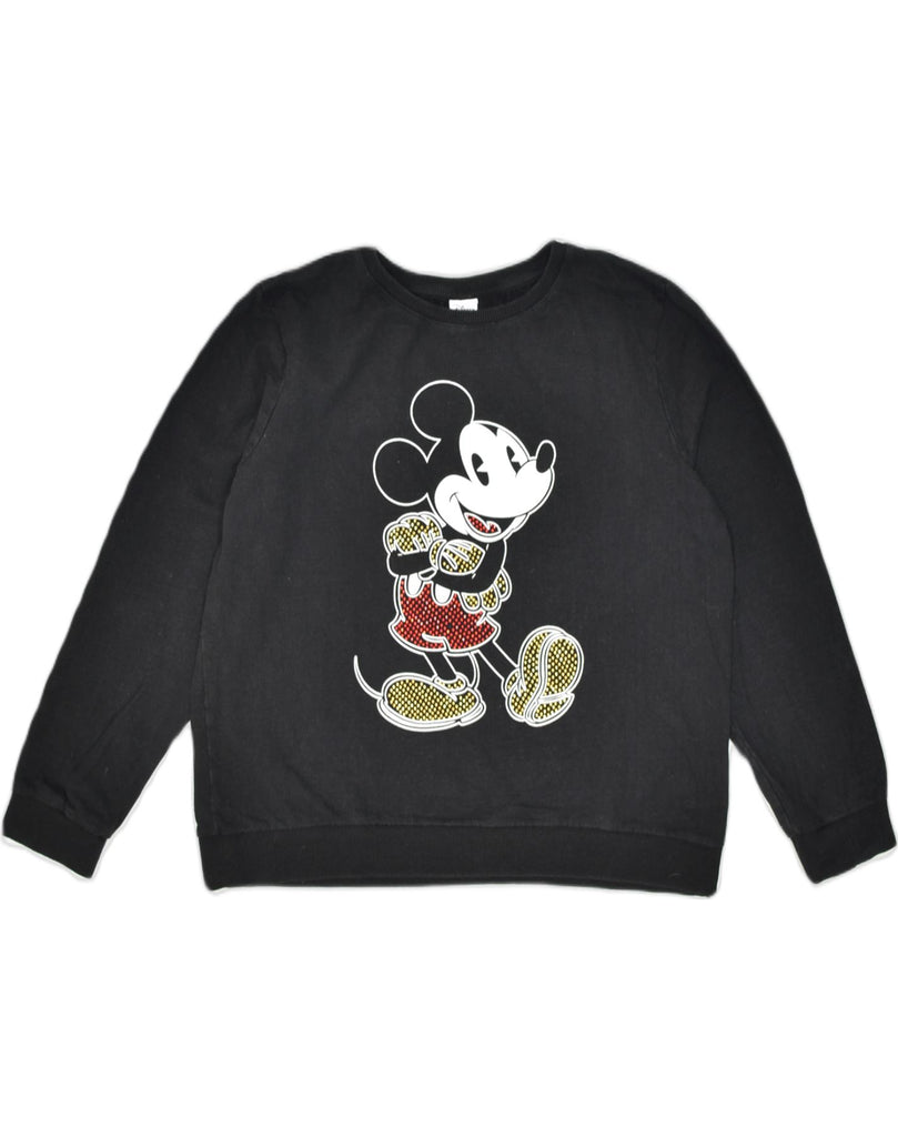 DISNEY Womens Graphic Sweatshirt Jumper UK 16 Large Black Cotton Cartoon | Vintage | Thrift | Second-Hand | Used Clothing | Messina Hembry 