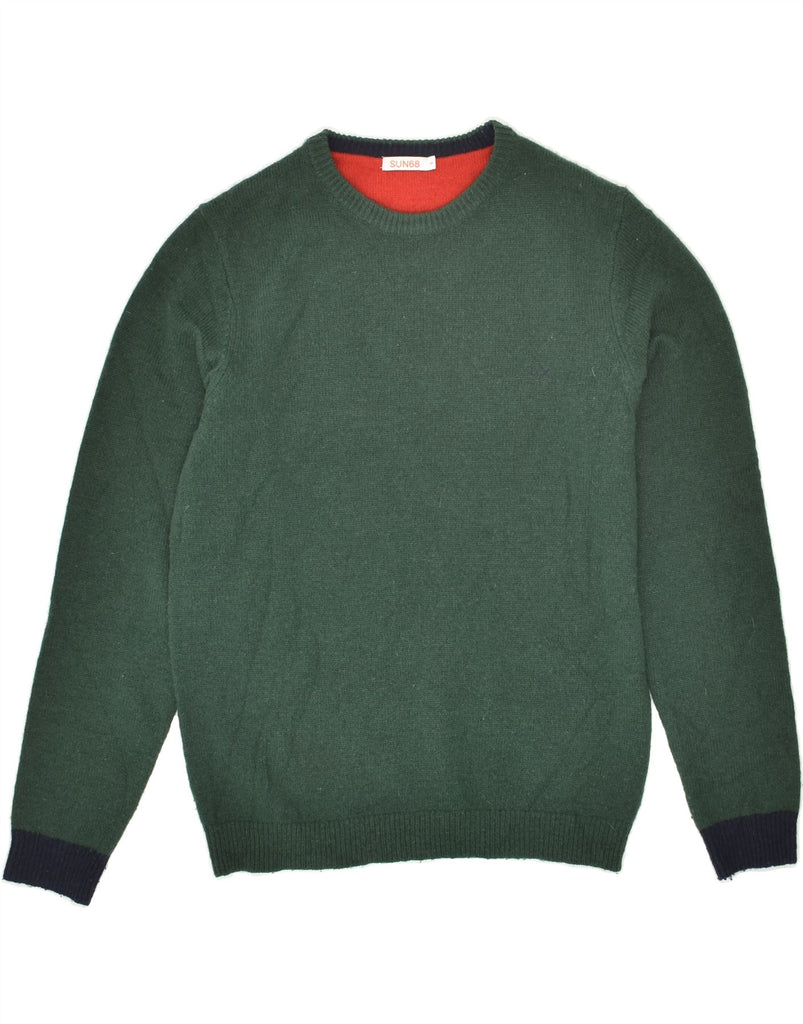 SUN68 Mens Crew Neck Jumper Sweater Small Green Wool Vintage Sun68 and Second-Hand Sun68 from Messina Hembry 