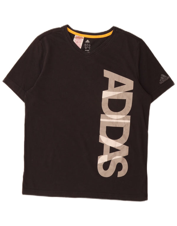 ADIDAS Boys Climalite Graphic T-Shirt Top 13-14 Years Grey Cotton