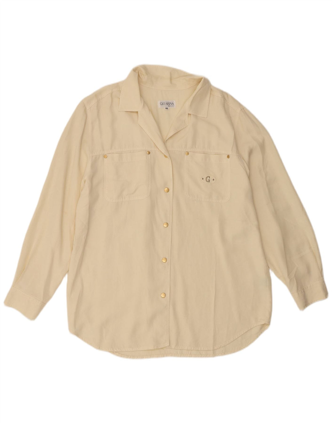 Gio Anna Womens Shirt IT 46 Large Off White Tencel
