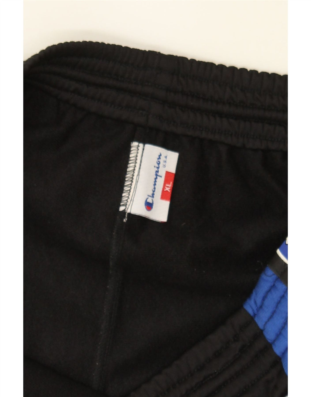 CHAMPION Mens Graphic Sport Shorts XL  Black Colourblock Polyester Vintage Champion and Second-Hand Champion from Messina Hembry 