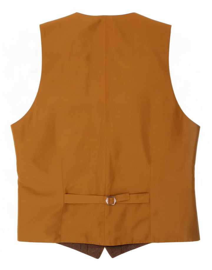 Carabou Mens Waistcoat Large Brown Check Wool