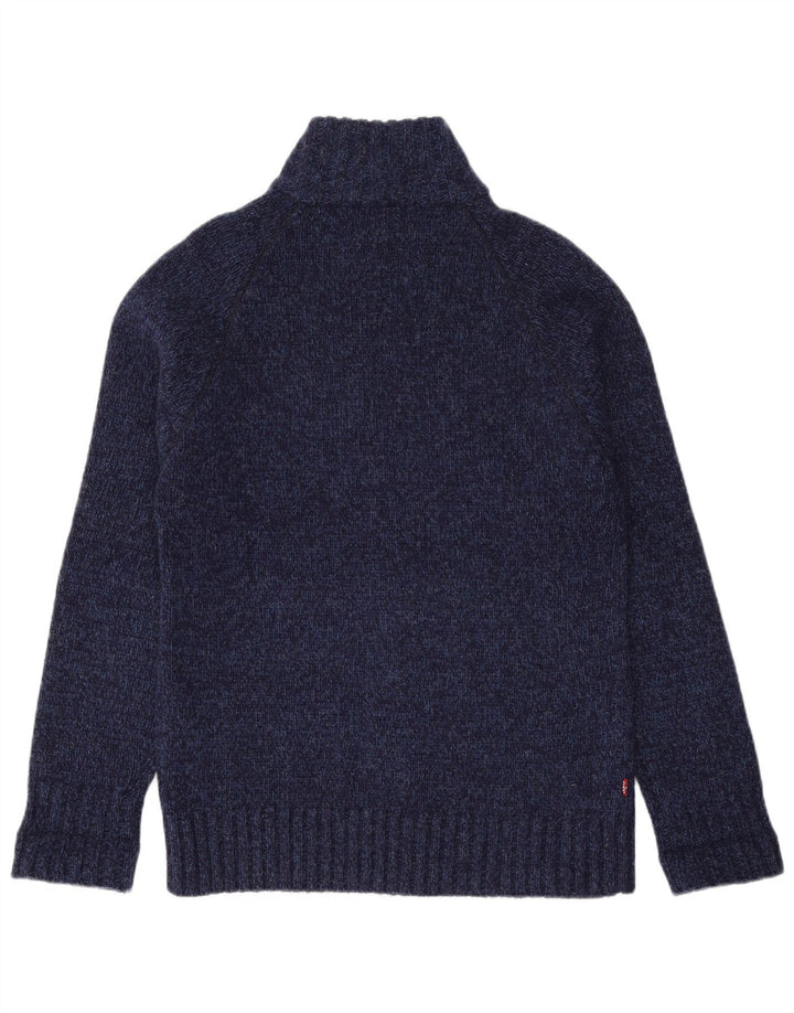 LEVI'S Mens Cardigan Sweater Medium Navy Blue Flecked Wool