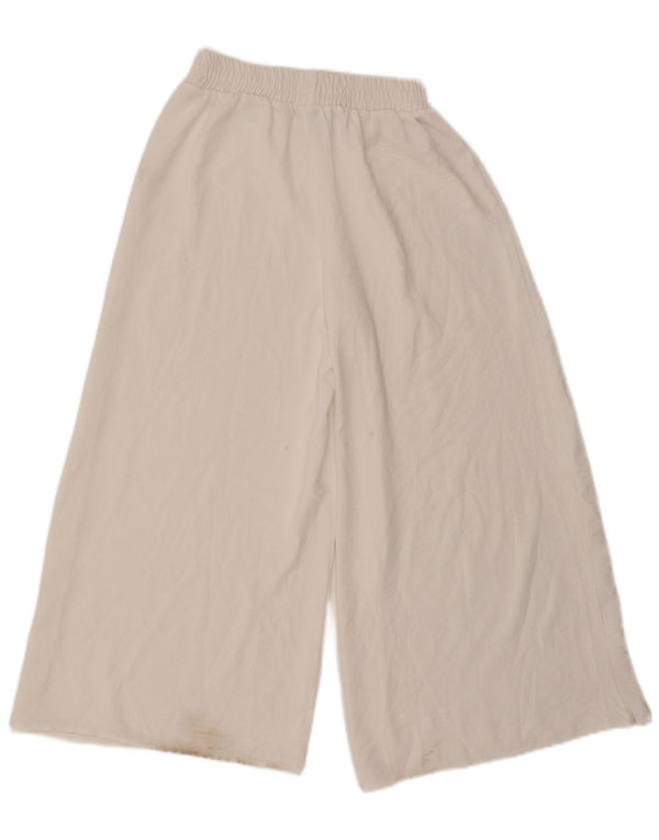 Zara Womens Wide Leg Capri Trousers Small W26 L23 White Polyester