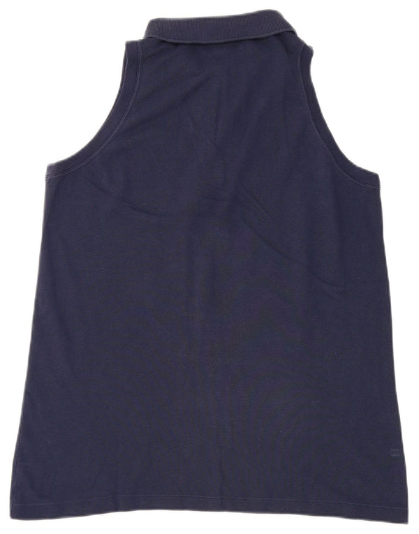 Lacoste Womens Sleeveless Polo Shirt Size 44 Large Navy Blue Cotton