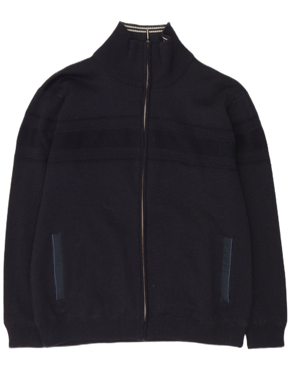 Navigare Mens Yachting Cardigan Sweater Large Navy Blue Striped