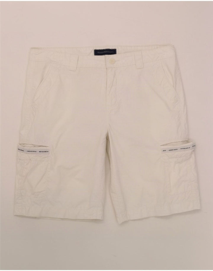 Trussardi Mens Cargo Shorts W34 Large White Cotton