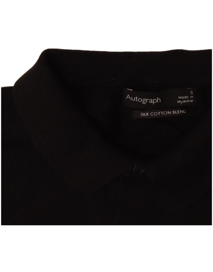 Marks & Spencer Mens Autograph Polo Shirt Small Black Cotton