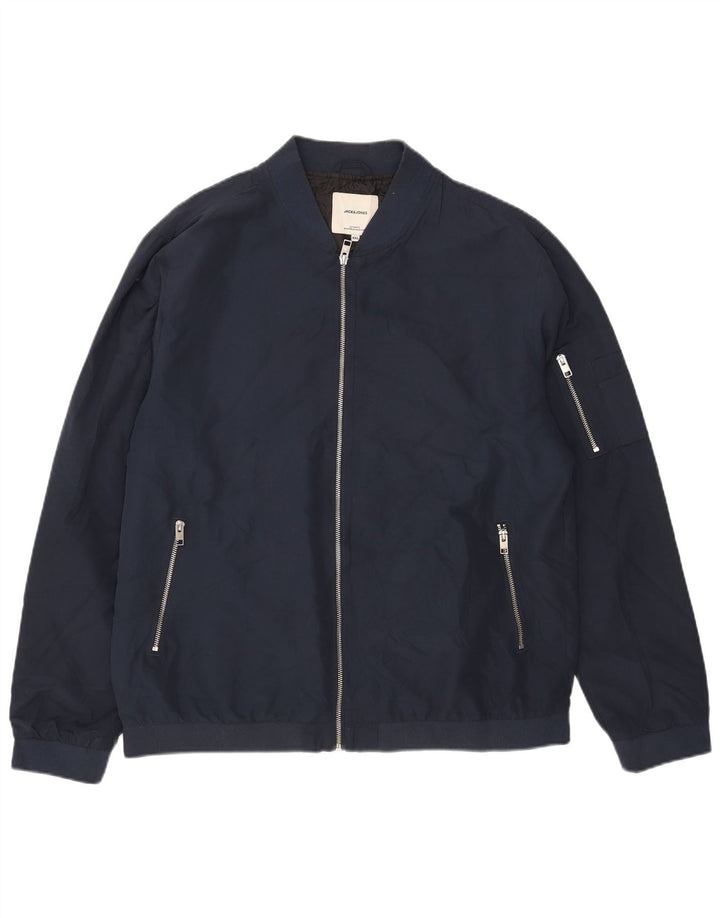 Jack & Jones Mens Bomber Jacket UK 44 2XL Navy Blue
