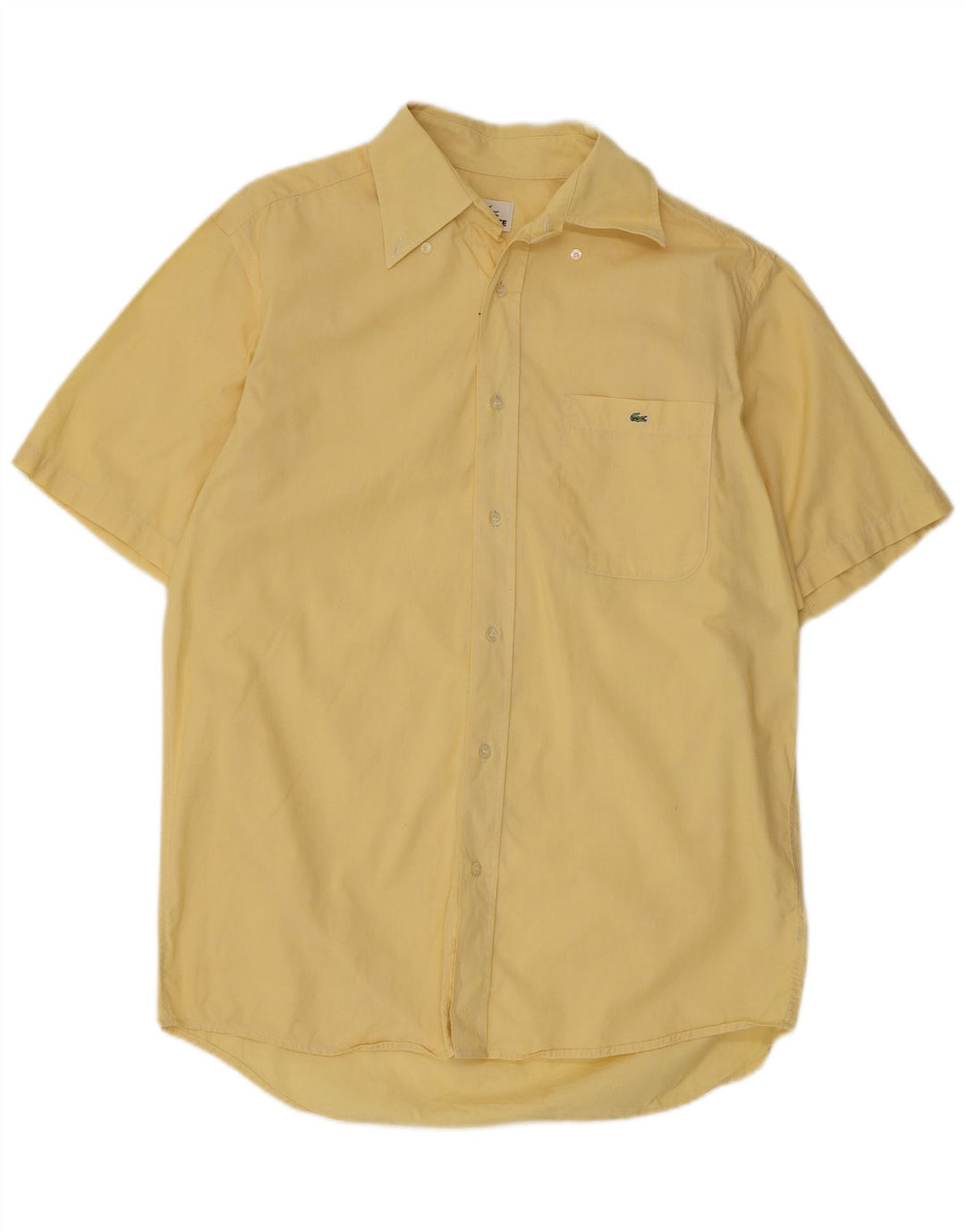 Lacoste Mens Short Sleeve Shirt Size 40 Medium Yellow Cotton