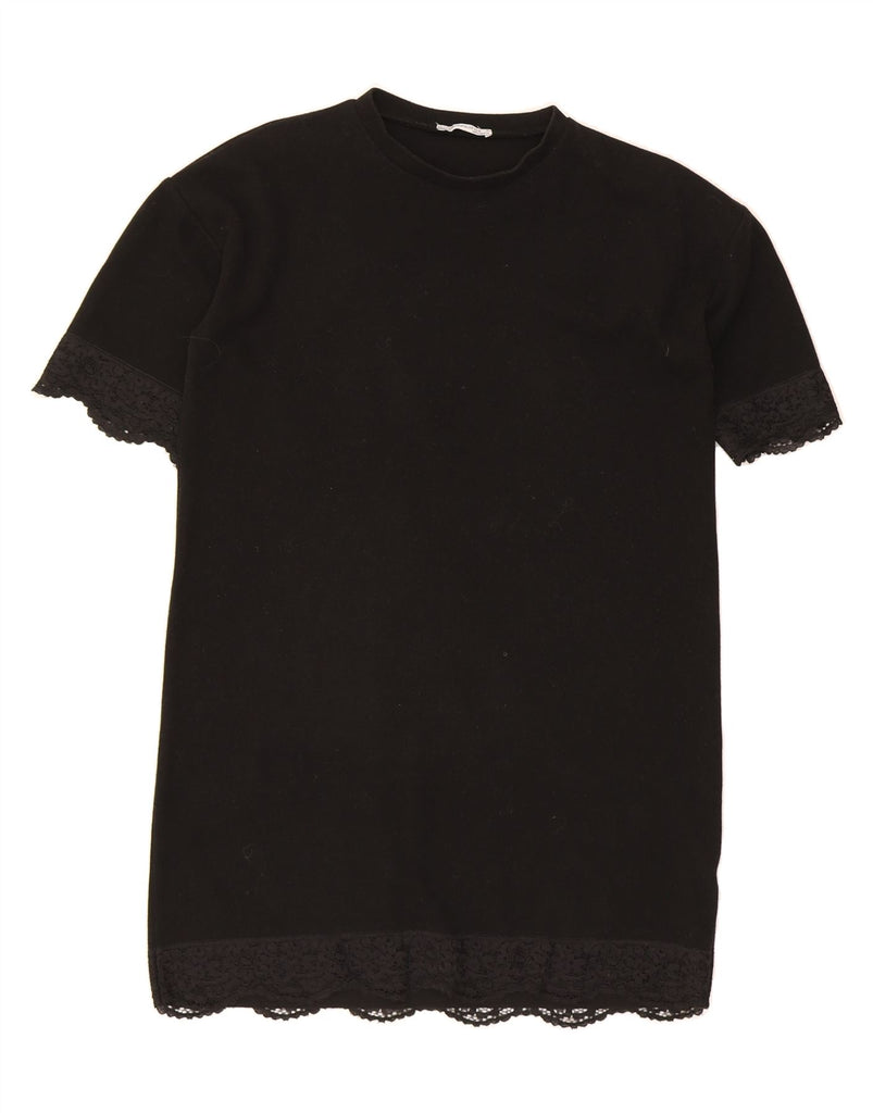 ZARA Womens Oversized Short Sleeves T-Shirt Dress UK 10 Small Black Vintage Zara and Second-Hand Zara from Messina Hembry 